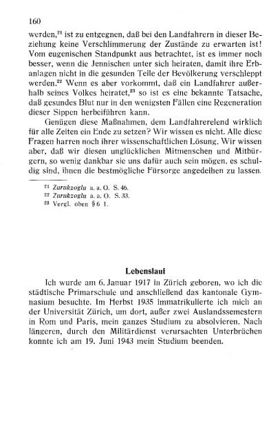 und Landfahrertums in der Schweiz. Dissertation, Zürich 1944. - sifaz