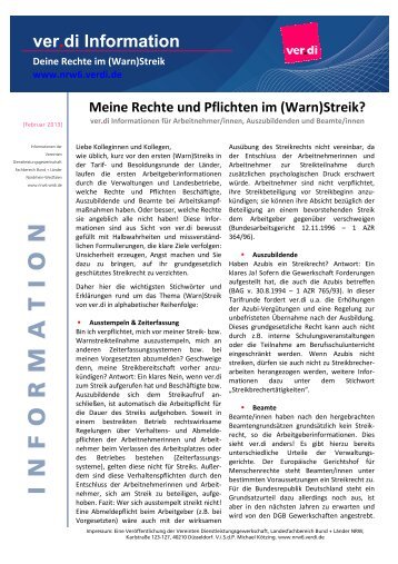 Meine Rechte und Pflichten im (Warn)Streik - Personalrat