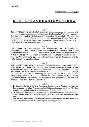 Baurechtsvertrag Muster - Inzersdorf-Getzersdorf