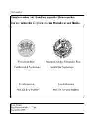 Einstellung zu Homosexuellen - interkultureller Vergleich zwischen ...