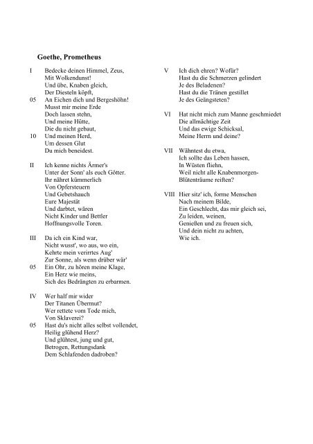 Gedichtinterpretation Prometheus Von Goethe