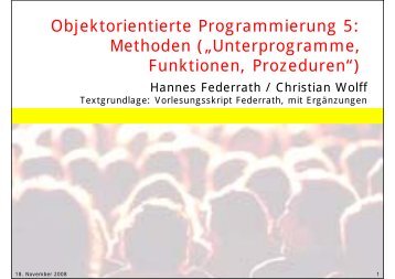 Objektorientierte Programmierung 5: Methoden („Unterprogramme ...