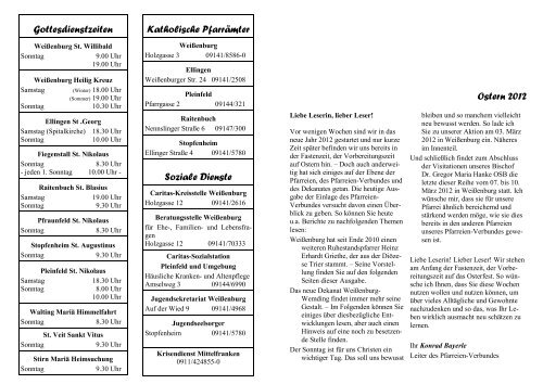 Gottesdienstzeiten Katholische Pfarrämter Soziale Dienste Ostern ...