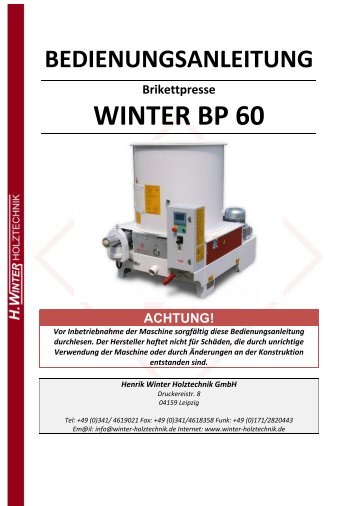 WINTER BP 60 - Winter Holztechnik