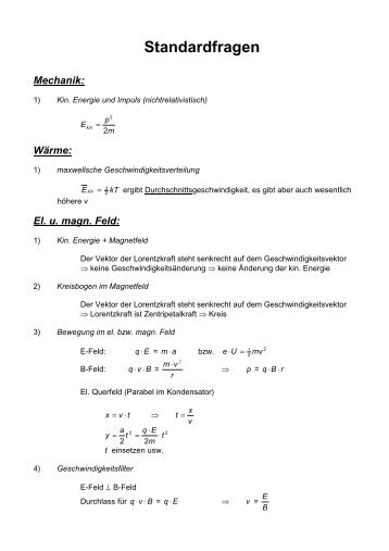 Standardfragen + Q-Wertbestimmung