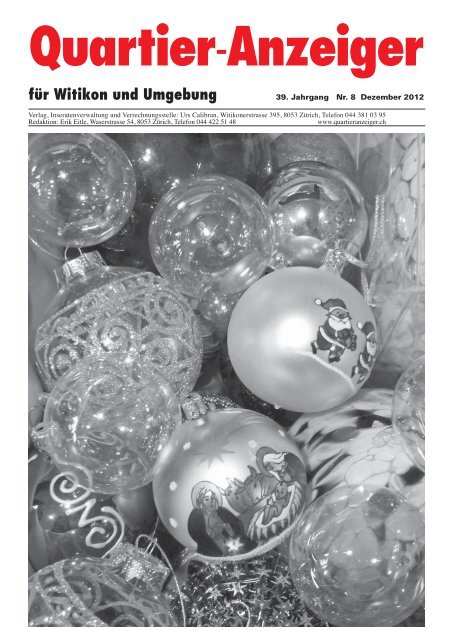 Ausgabe 8, Dezember 2012 - Quartier-Anzeiger Archiv - Quartier ...