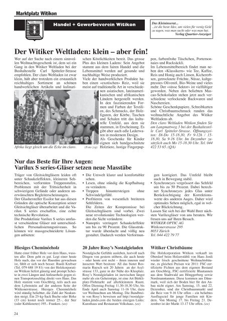 Ausgabe 8, Dezember 2012 - Quartier-Anzeiger Archiv - Quartier ...