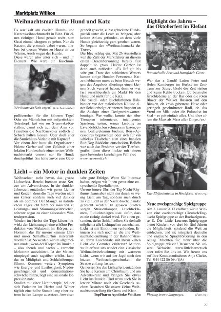 Ausgabe 8, Dezember 2012 - Quartier-Anzeiger Archiv - Quartier ...
