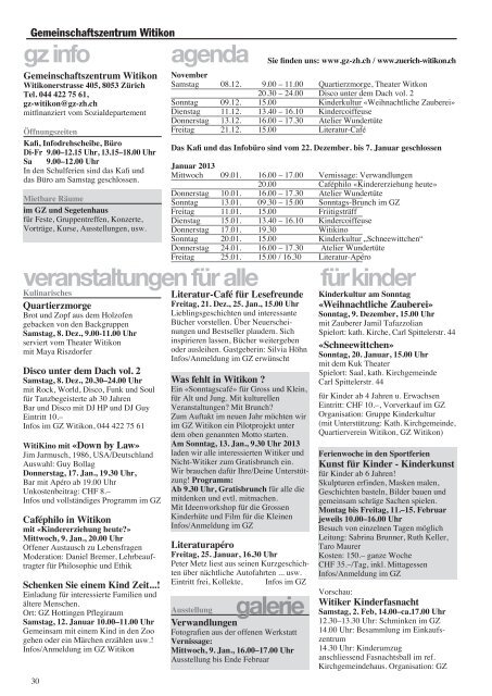 Ausgabe 8, Dezember 2012 - Quartier-Anzeiger Archiv - Quartier ...