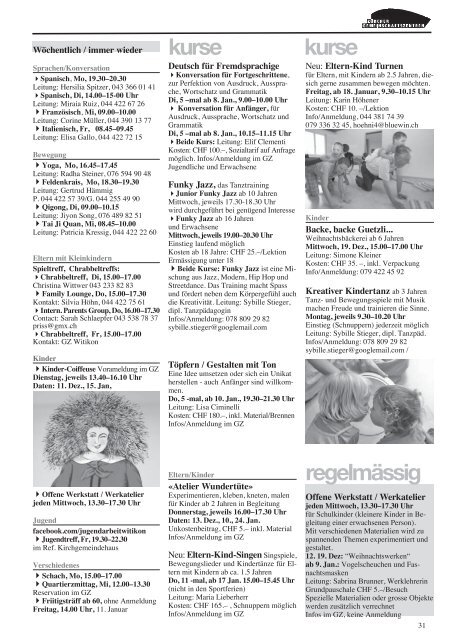 Ausgabe 8, Dezember 2012 - Quartier-Anzeiger Archiv - Quartier ...