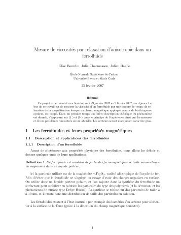 Mesure de viscosités par relaxation d'anisotropie ... - Normalesup.org