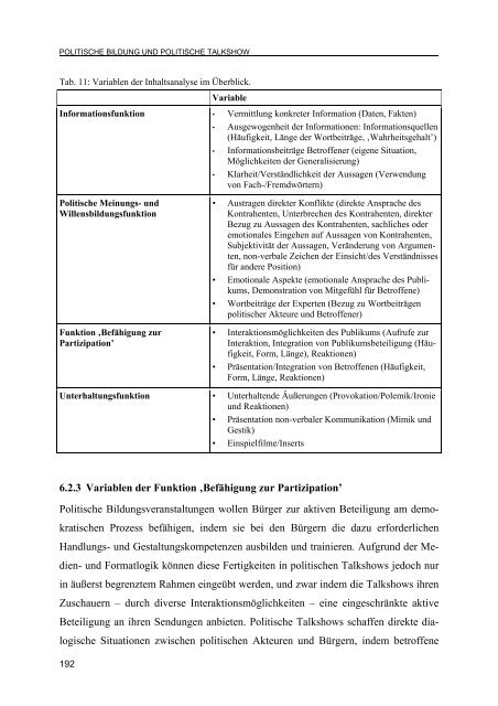 Die politische Talkshow - ein Medium politischer Bildung?