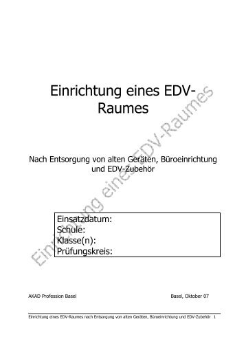 AE Einrichtung eines EDV-Raumes - EHB