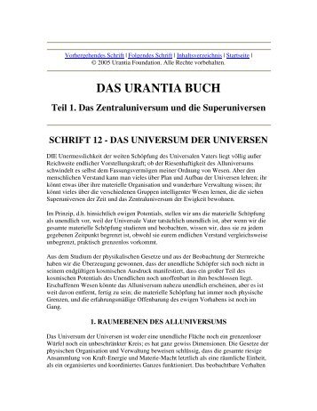Das Urantia Buch - Schrift 12 - Das Universum der Universen