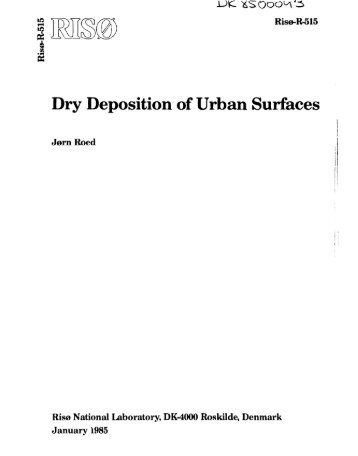 a Riso-R-515 Dry Deposition of Urban Surfaces