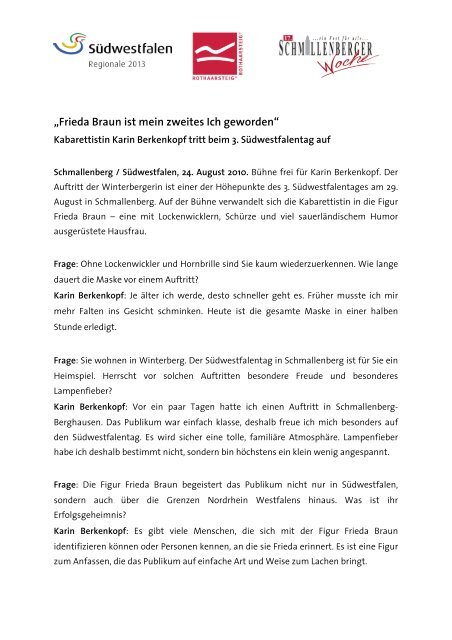 PM Interview Karin Berkenkopf.pdf, Seiten 1-2 - Südwestfalen
