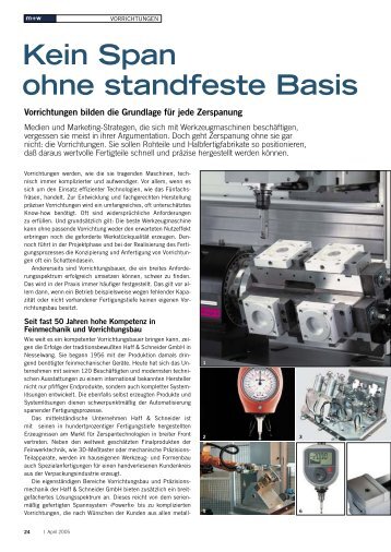 Kein Span ohne standfeste Basis - Haff & Schneider GmbH & Co ...