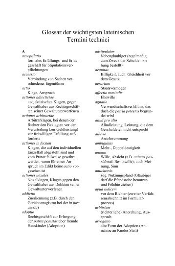 Glossar der wichtigsten lateinischen Termini technici - Springer