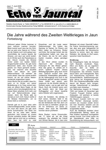 Die Jahre während des Zweiten Weltkrieges in ... - Echo vom Jauntal