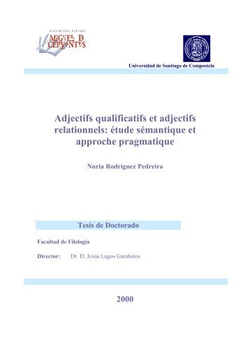 Adjectifs qualificatifs et adjectifs relationnels: étude sémantique et ...