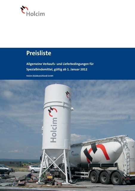 Cover title 28pt. Preisliste - Holcim Süddeutschland