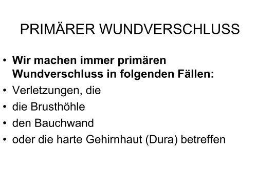 Verschiedene Wundtypen, Grundlagen der Wundversorgung