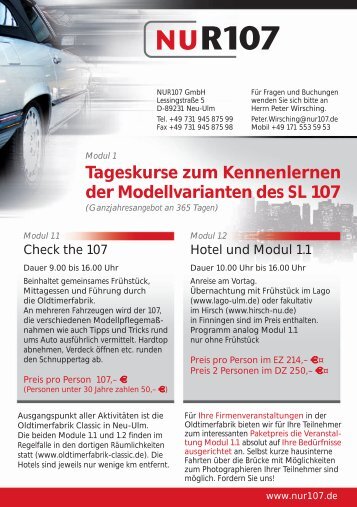 Tageskurse zum Kennenlernen der Modellvarianten ... - Nur107.de