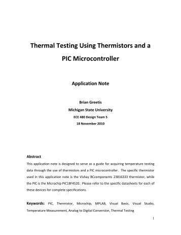 Thermal Testing Using Thermistors and a PIC Microcontroller