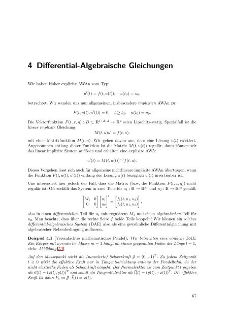 4 Differential-Algebraische Gleichungen - Lehrstuhl Numerische ...