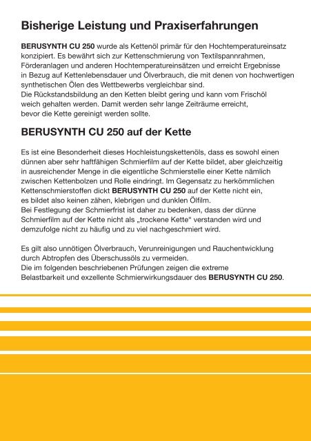 BERUSYNTH CU 250 erheblich verbessert ! - Carl Bechem GmbH