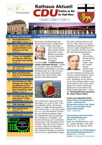 CDU Newsletter - CDU-Kreisverband Bonn