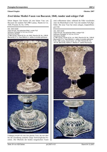 Zwei kleine Medici-Vasen von Baccarat, 1840, runder und eckiger Fuß