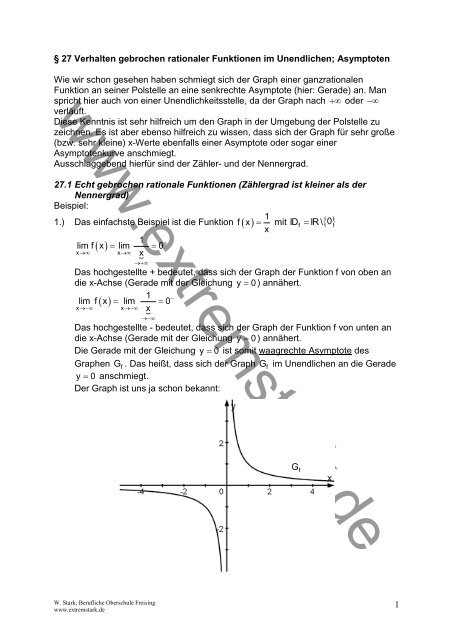 27 Verhalten gebrochen rationaler Funktionen im ... - Extremstark.de