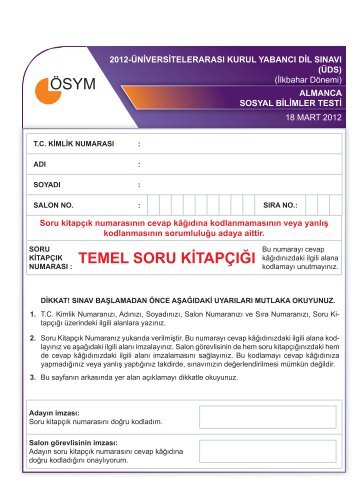 temel soru ki̇tapçiği - Ösym