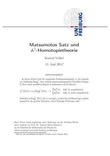 Matsumotos Satz und A¹-Homotopietheorie - Konrad Voelkel