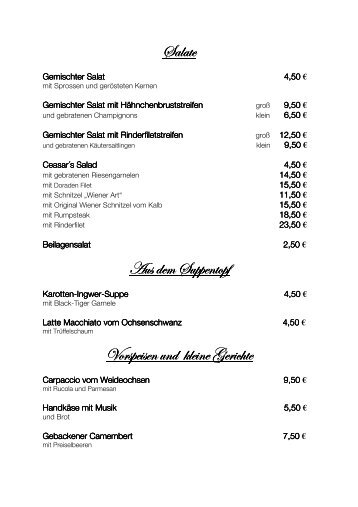 Speisekarte - Alter Hof