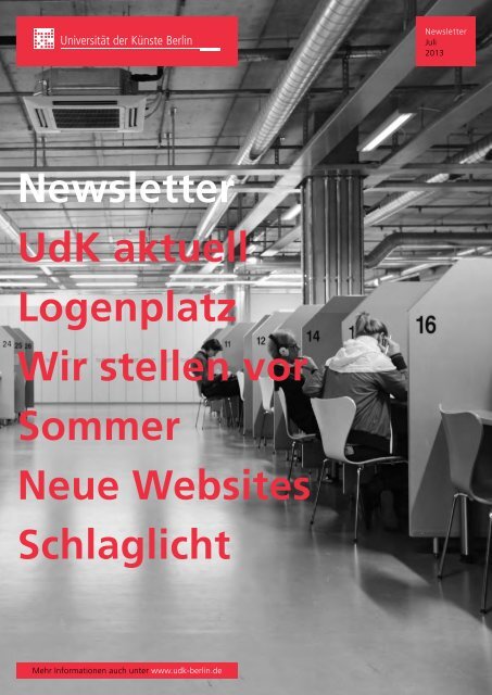 Newsletter Juli 2013 - Universität der Künste Berlin