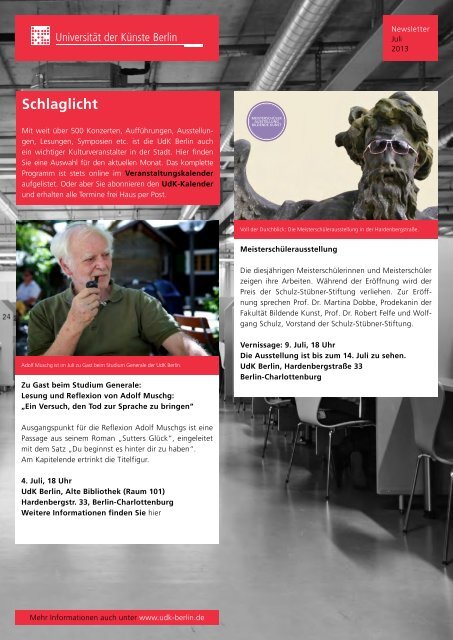 Newsletter Juli 2013 - Universität der Künste Berlin