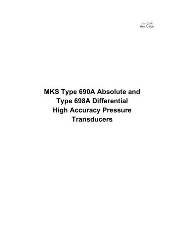 690A and 698A Baratron® Heated, High Accuracy Capacitance ...