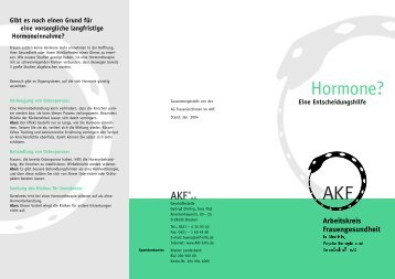 "Hormone? Eine Entscheidungshilfe" - Flyer des AKF - Bremen