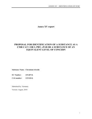 Annex XV report PROPOSAL FOR IDENTIFICATION OF A ... - ECHA