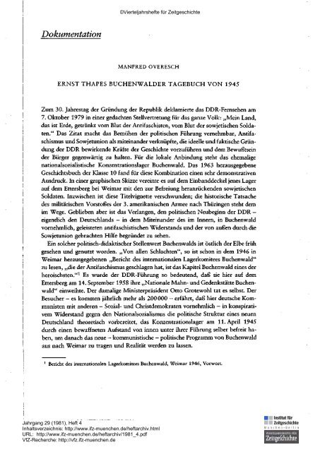 Ernst Thapes Buchenwalder Tagebuch von 1945