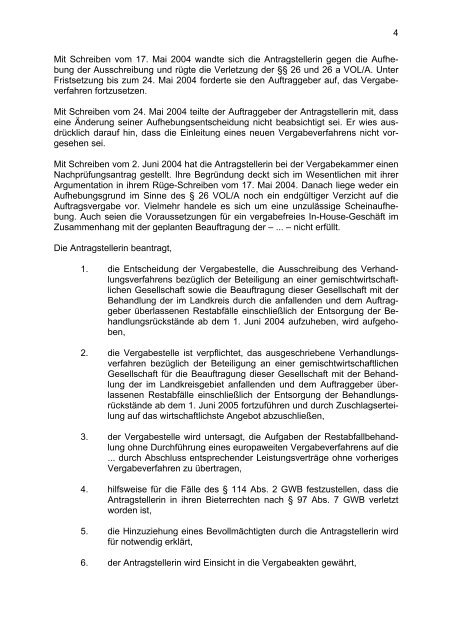 Vergabekammer des Landes Brandenburg beim Ministerium für ...