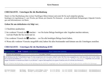 CHECKLISTE - Unterlagen für die Buchhaltung - kern finanzen und ...