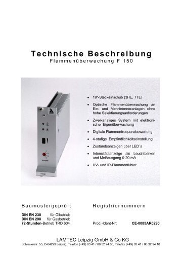 Flammenüberwachungsgerät F 150 - lamtec