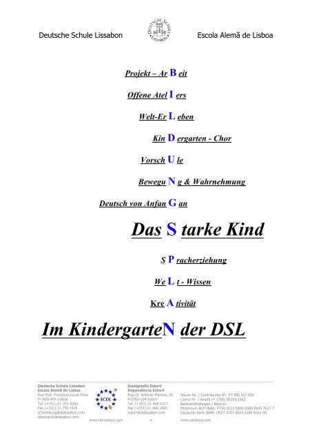 Zum Bildungsplan des Kindergartens - Deutsche Schule Lissabon