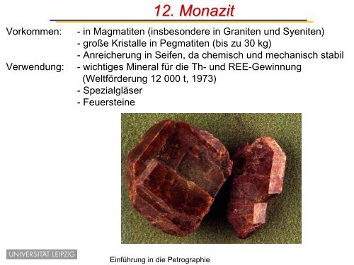 Einführung in die Petrographie/Petrologie - "Akzessorische Minerale ...