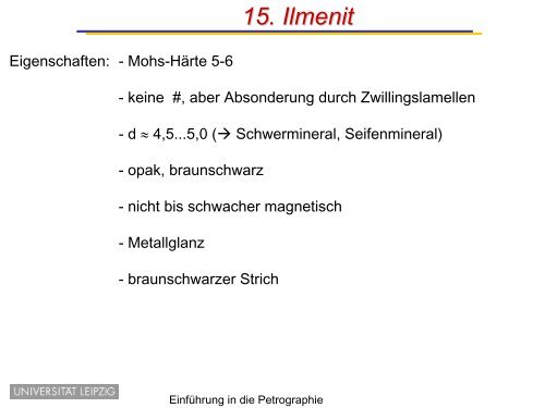 Einführung in die Petrographie/Petrologie - "Akzessorische Minerale ...