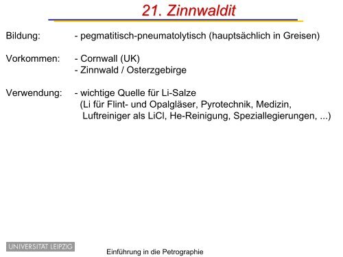 Einführung in die Petrographie/Petrologie - "Akzessorische Minerale ...