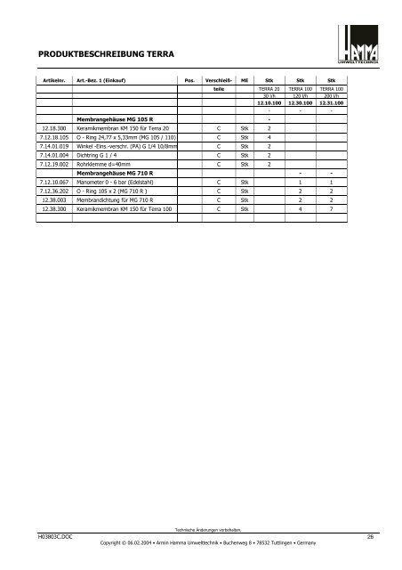 H03803C.doc - Armin Hamma Umwelttechnik